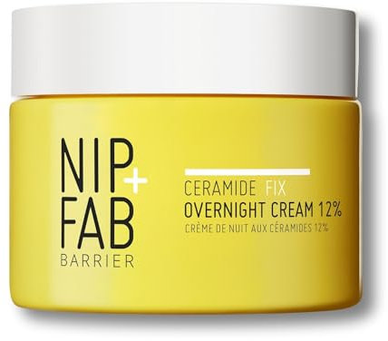 Nip+Fab Ceramide Fix Overnight Cream 12% 1.69 Fl Oz, Luxurious Skin Barrier Replenisher, Elastin Production Support, Giving Your Skin a Firmer, More Youthful Appearance, with Azelaic Acid and Biolin