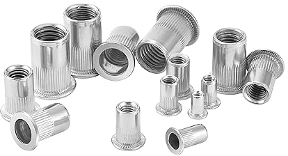 HXJDAM 16 Stück Nietmuttern M12 Edelstahl, Blindnietmuttern, Senkkopf-Nietmuttern, Flachkopf Nietmuttern, Befestigung für Metall,Stahl,Glasfaser,Kunststoff