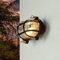 Licht-Erlebnisse Außenwandleuchte Messing Glas in Rostbraun Antik IP64 Hof Terrasse B:21 cm E27 Riffel nostalgisch Maritime Außenlampe Garten SKIATHOS