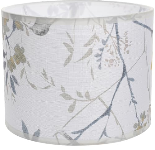 UPKOCH Floral Lampshade Replacement for Table Lamp Fabric Lamp Shade with Flower Bird Pattern 8.66 X 8.66 X 6.69 in Light Cover for Bedroom Living Room Home Decor