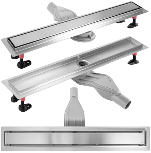 Rea Duschrinne Neox Superflow BRUSH NICKEL 70 Edelstahl Duschablauf Siphon Bodenablauf für Badezimmer Dusche Bodenablauf (gebürsteter Stahl)