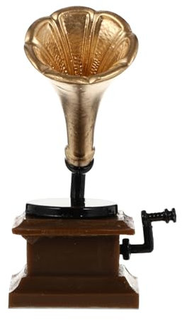 DRESSOOS Mini-Grammophon Miniatur-Plattenspieler-Puppenhaus Retro klassisches Grammophon Modelle Puppenhausmöbel Retro-Desktop-Grammophon-Dekoration Tischdekoration Schreibtisch Requisiten
