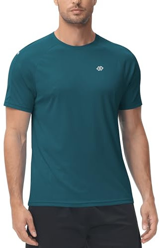 MoFiz Camiseta Anti UV Hombre Rashguard Secado Rápido Manga Corta Transpirable Surf Correr Natación Verde EU L