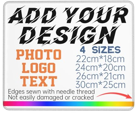 Mauspad mit Foto, (4 Größen) Vernähte Kanten, Mousepad Personalisiertes mit Foto & Text Bedruckt, Mousepad selbst gestalten, rutschfeste, Geschenk für Gamer, Männer, Frauen, Freunde, Rechteckig