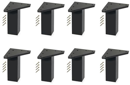 Kukicu Möbelfüße Schwarz - Möbelfüsse - Beine für Möbel, Füsse für Kommoden, Schrank Füße, Furniture Legs, Möbelfüße 6cm - Schrauben Inklusive (8 Stück, Höhe: 6 cm)