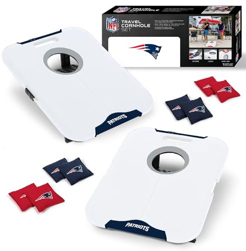 Wild Sports NFL New England Patriots Pro Football Allwetter Cornhole Set – Reise-Sitzsack-Wurfset enthält 8 Sitzsäcke