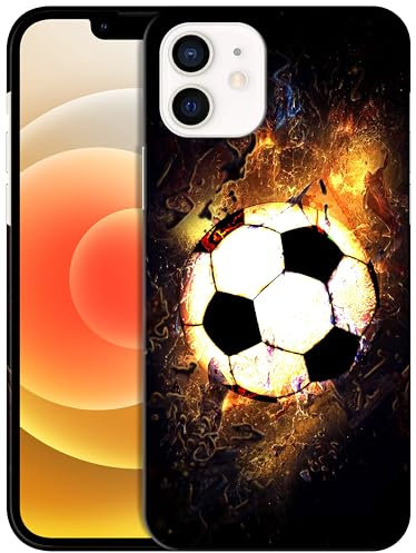 GlamCase for iPhone 12/12 Pro, iPhone 12/12 Pro Case - Soccer On Fire Design Printed Slim & Sleek Cute Plastic Hard Snap on Protective Designer Back Phone Case/Cover for iPhone 12/12 Pro White