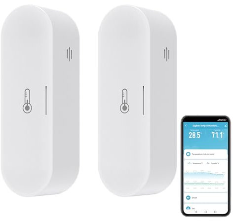 Termómetro higrómetro inteligente: USB/batería Zigbee Termómetro interior y sensor de humedad, monitor de temperatura Homekit funciona con Alexa, requiere concentrador Zigbee (2 unidades)