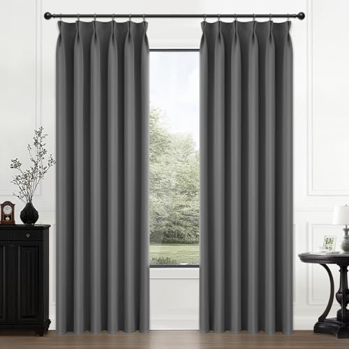 MRTREES Blackout Vorhang vorhänge 225 cm lang gardinen modern Vorhang 140 cm breit vorhänge grau küchenfenster gardinen für Wohnzimmer Schlafzimmer Küchen jugendzimmer Junge 2er Set