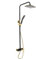 Juego de ducha, columna de ducha, grifo de lluvia, sistema de ducha, incluye alcachofa de mano, altura regulable (negro, dorado)