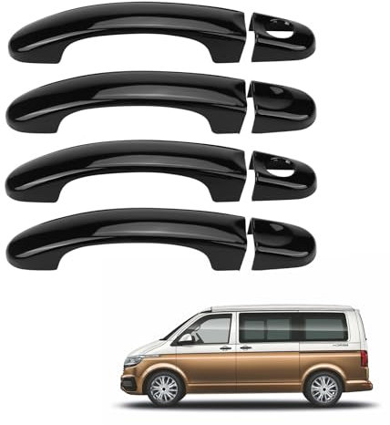 kswiown Türgriffabdeckung Kompatibel mit VW T5 T6 2003-2024 Türgriff，8 PCS Außentürgriff Transporter Kompatibel mit VW Caddy 2004-2015 Auto TüRgriff Schale- Schwarz