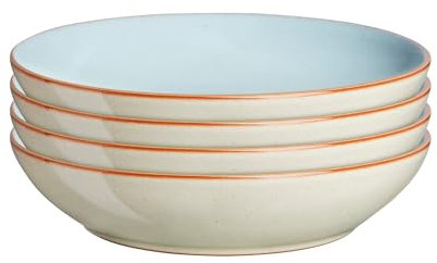 Denby - Heritage Pavilion Set of 4 Pasta Bowls - 1050ml Capacity - Dishwasher Safe Ceramic Crockery - Glazed Bowl Set for Dinner & Lunch - Pasta Dishes for Rice, Noodles - Chip Resistant Stoneware