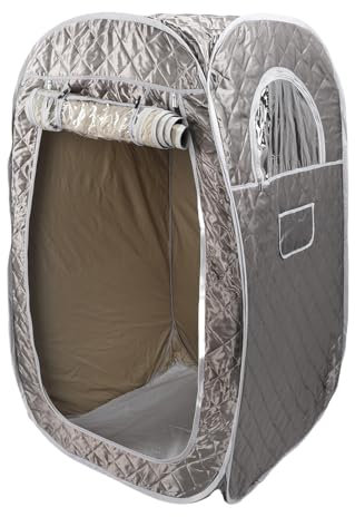 HEEPDD Sauna Box Zur Entspannung, Entgiftung, 4,76 Fuß Tragbare Dampf -Sauna für Zuhause mit 3L -Dampfer -Fernbedienung, Klappstuhl, Körpersauna -Zelt für (EU -Stecker 220 V)