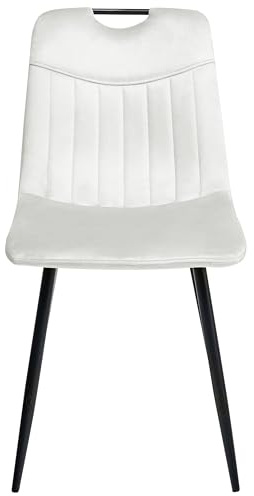 Beliani Set of 4 Modern Velvet Dining Chairs Powder Coated Iron Black Legs Off-White Argyle