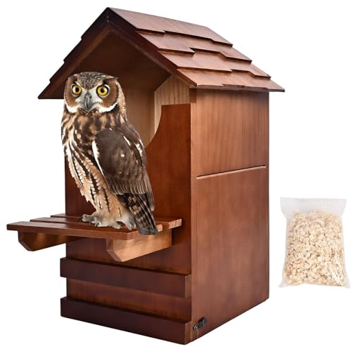 Eulenhaus, Nistkasten aus natürlichem Zedernholz, 36,7 x 22,9 x 19,1 cm, einfach zu montierendes Vogelhaus für Hinterhof, Garten und Wildtier-Lebensraum