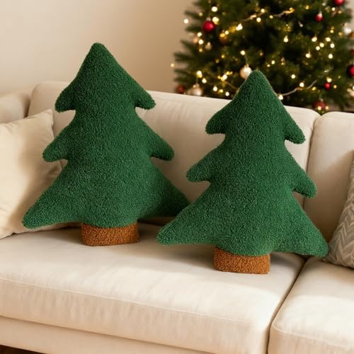 MACULPER Weihnachtsbaum Kissen Weihnachts Plüschtier Weihnachtskissen Weihnachtsdeko Kissen Winter Weihnachtskissen Zierkissen für Weihnachtsdeko Innen Schlafzimmer