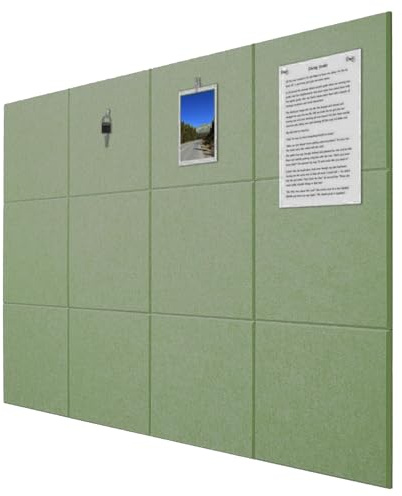 Hiseng 12 Stück Korkplatten für die Wand, Pinnwand Kork Filz Selbstklebend Große Korkplatte Selbstklebend Filzwand für Büro, Schule und Freizeit (23 Salbeigrün,30x30cm)