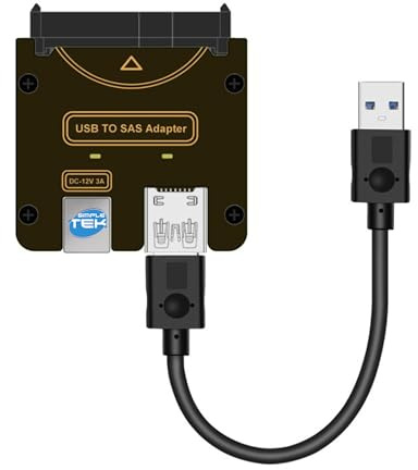 SIMPLETEK - Cable adaptador convertidor SAS SFF-8482 a USB 3.0 - 5Gbps - Para SSD y HDD SAS - Compatibilidad específica - Fuente de alimentación no incluida