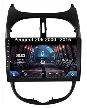 2 DIN Pantalla Radio para Peugeot 206 2000-2016 9 Inches Android 15 Coche Pantalla Steering Wheel Controls para, 8 Core 2G+64G