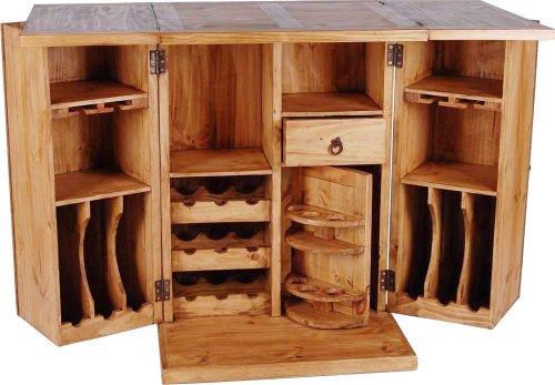 MiaMöbel Bar Mexico 69x100x65 cm Mexico Möbel Landhausstil Massivholz Pinie Honig