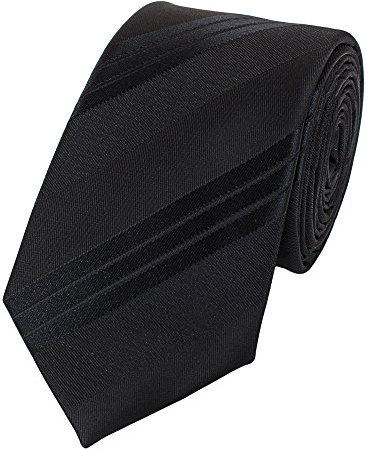 Fabio Farini Herren Krawatte modern gestreift in 6cm Breite und 150cm Länge - Unterschiedliche Männer Schlipse mit Streifen Schwarz gestreift