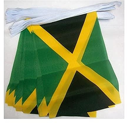 AZ FLAG Guirnalda 6 Metros, 20 Banderas de Jamaica 21x15 cm, Bandera Jamaicana 15 x 21 cm - Banderines