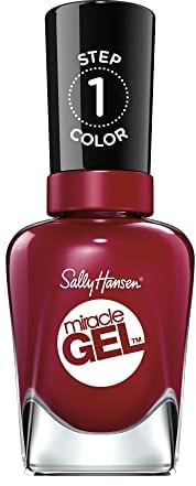 Sally Hansen Miracle Gel Nagellack ohne künstliches UV-Licht Dig Fig, Weinrot, mit intensiv glänzendem Gel-Finish, Nr. 440, (1 x 14,7 ml)