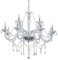 EGLO Pendelleuchte Basilano 1, 12 flammiger Kronleuchter Vintage, Shabby Chic, Hängelampe aus Stahl und Glas in Chrom, Klar, Esstischlampe, Wohnzimmerlampe hängend mit E14 Fassung