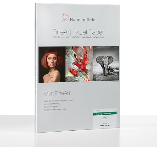 Hahnemühle 10641613 Digital FineArt Photo Rag Ultra Smooth, 305 g/m², DIN A3+, 329 x 483 mm, weiß