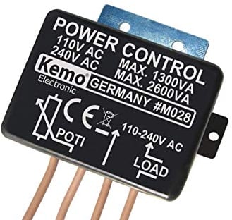 Kemo M028 Leistungsregler 110 - 240 V/AC 2600VA Zum Regeln von ohmschen und induktiven Lasten z.B. Motoren, Heizungen, wenn diese im Phasenanschnitt geregelt werden können. Max. 12A
