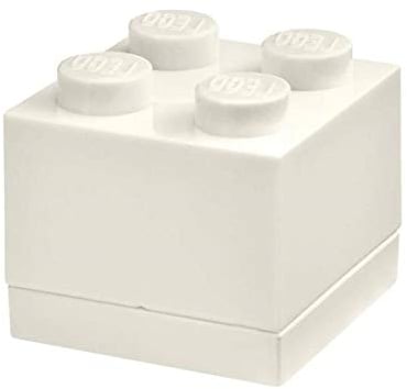 LEGO Mini Box 4 Knobs White - Versatile Small Storage Box for Snacks, Jewellery, Hair Accessories, Souvenirs & More - Dishwasher Safe, 46 x 46 x 43 mm