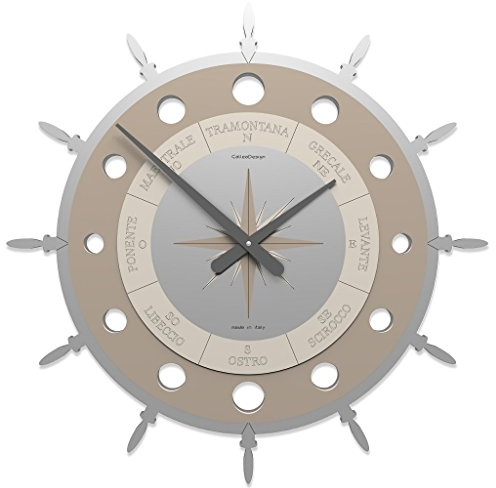 CalleaDesign 60 cm Horloge Murale Lin Rose des Vents