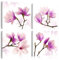 B&D XXL - Wandbilder Set Blumen 40x40 cm 4 Teilig je 20x20 Vlies Leinwandbild Kunstdruck modern Wandbilder XXL Wanddekoration Design Wand Bild mehrteilig Magnolien weiß lila