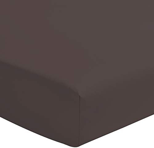 Home Linge Passion – Drap Housse 100% Coton – 57 Fils/cm² – Taille 140x190 cm – Chocolat – Bonnet 25 cm – Tissage serré – Doux, Respirant, Lavable