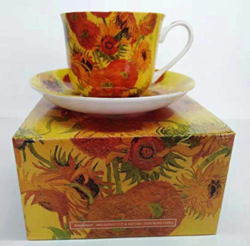 Bone China Breakfast Cup/Saucer Sunflower Gift Boxed Postage Free UK