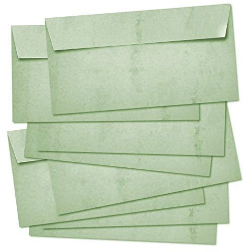 Partycards Briefumschläge ohne Fenster selbstklebend, 50 St. Bunt Grün Vintage, 100 Gr. M², 22 x 11 cm, farbige Briefumschläge, Umschlag DIN lang, Briefumschlag Kuvert Retro
