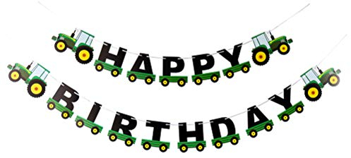 BESTOYARD Geburtstag Banner Traktor Girlande Bunting für Geburtstag Dekoration Traktor Party Supplies (grün)