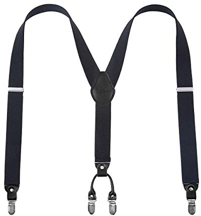 Lafayon Hosenträger Herren mit 4 Clips, Y-Back 3,5 cm Breit Hosenträger Heavy Duty Verstellbar und Elastisch mit Starken Metallclips