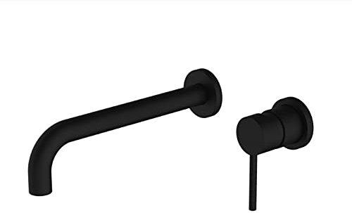 European Style Simple Copper, Wall Mounted, Bathroom Sink Taps, Basin Mixer taps Bathroom, Concealed, Wall Mounted Bath taps, Basin taps hot and Cold-Black Siamese_15cm