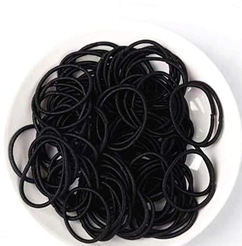 Rmeet Mini Haargummi,100 Pack Gummi Haarband Schwarz Kleine Haargummis für Mädchen Elastische Gummi Haarband für Tägliche Frisuren