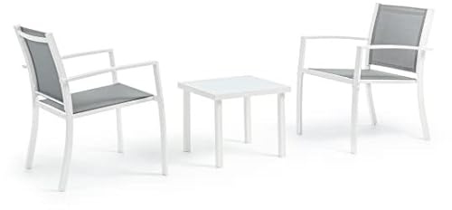3-teiliges Garten-Wohnzimmer-Set aus weißem Auri-Metall