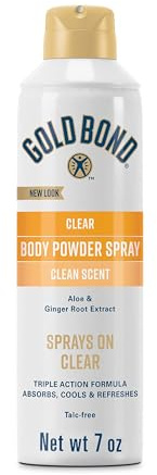 Gold Bond No Mess Clear Invisible Body Powder Spray, 7 oz., Absorbs Odor-Causing Sweat, Whole Body Deodorant Spray