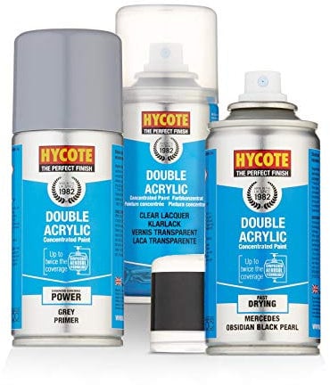 Hycote Mercedes Obsidian Black Pearlescent Paint 150ml Grey Primer & Lacquer Kit