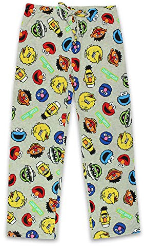 Sesame Street Elmo Cookie Monster Junior Women's Pajama Pants (Large, Gray)