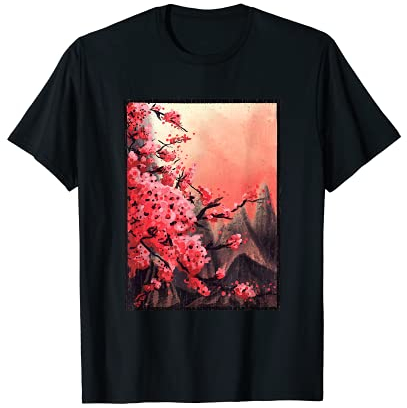 Kirschblüten Gemälde | Sakura Kirschbaum Japanische Kunst T-Shirt