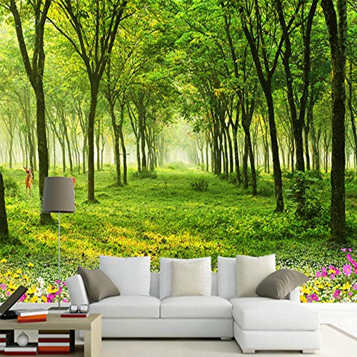 TIANZXS Wandbild Tapete 3D Natur Landschaft Grüner Baum Fotowand Papier Wohnzimmer TV Sofa Hintergrund Wandbilder Dekor -250x175cm