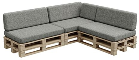 Gutekissen® Palettenkissen, Palletenpolster, Gartenkissen, Palettenauflagen, Sofa, Kissen, Polster, Auflagen Indoor Outdoor PFBG (3X Set (120x80 + 120x35), Dunkelgrau)