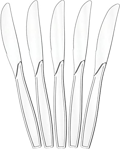 KEYSEACRO 300 Stück Wiederverwendbaren Plastikmesser, Partygeschirr Mehrweg,generic Plastikbesteck,für Familienfeiern,Outdoor Dinner (Messer, 300)