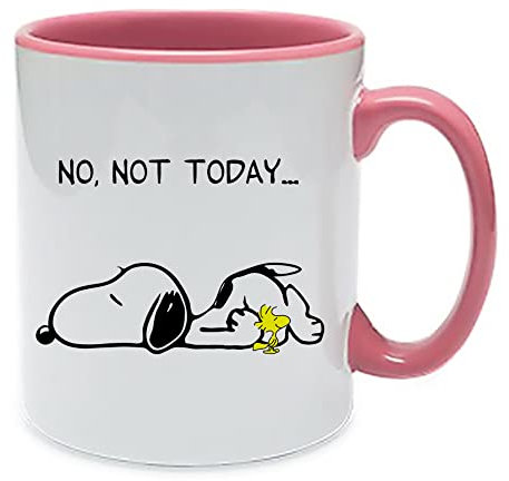 Giftme No Not Today Dog Birthday, Christmas, Secret Santa Stocking Filler Coffee Tea Mug 11oz Inside Coloured Ceramic Mug. (Pink)