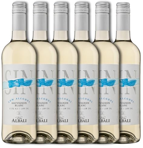 Viña Albali Blanco Sauvignon Blanc Low Alcohol, Paquete de 6 x 750 ml - Total: 4500 ml